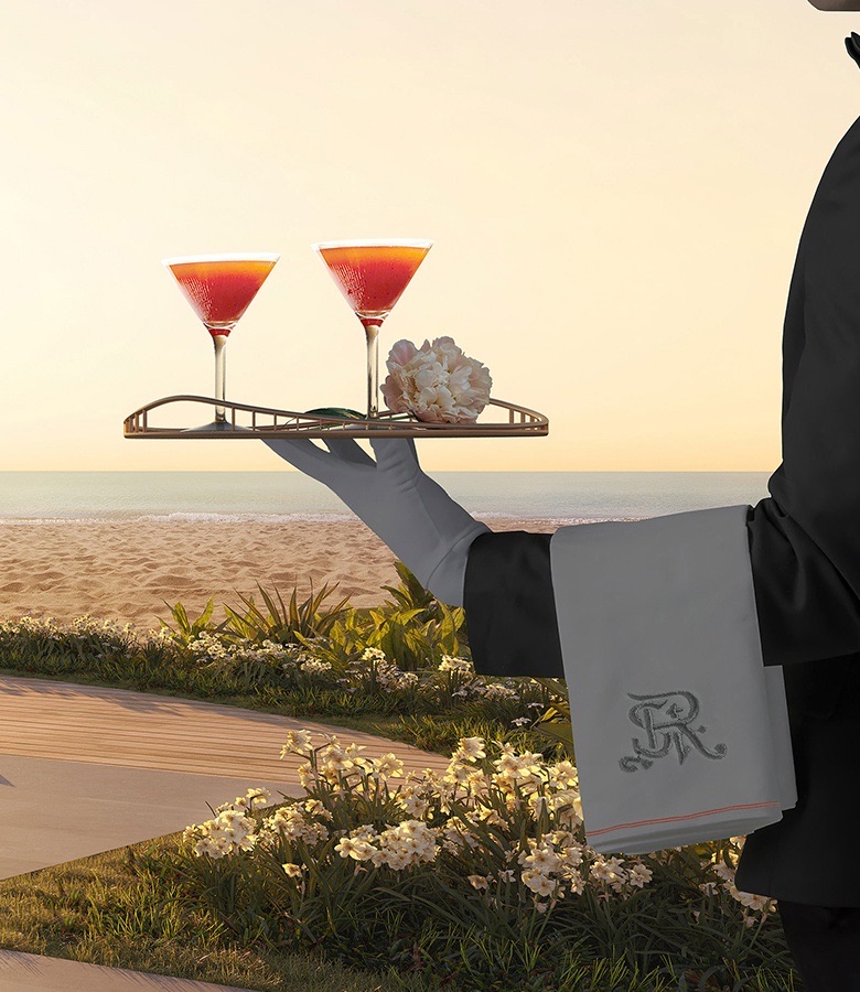 Champagne served on the beach