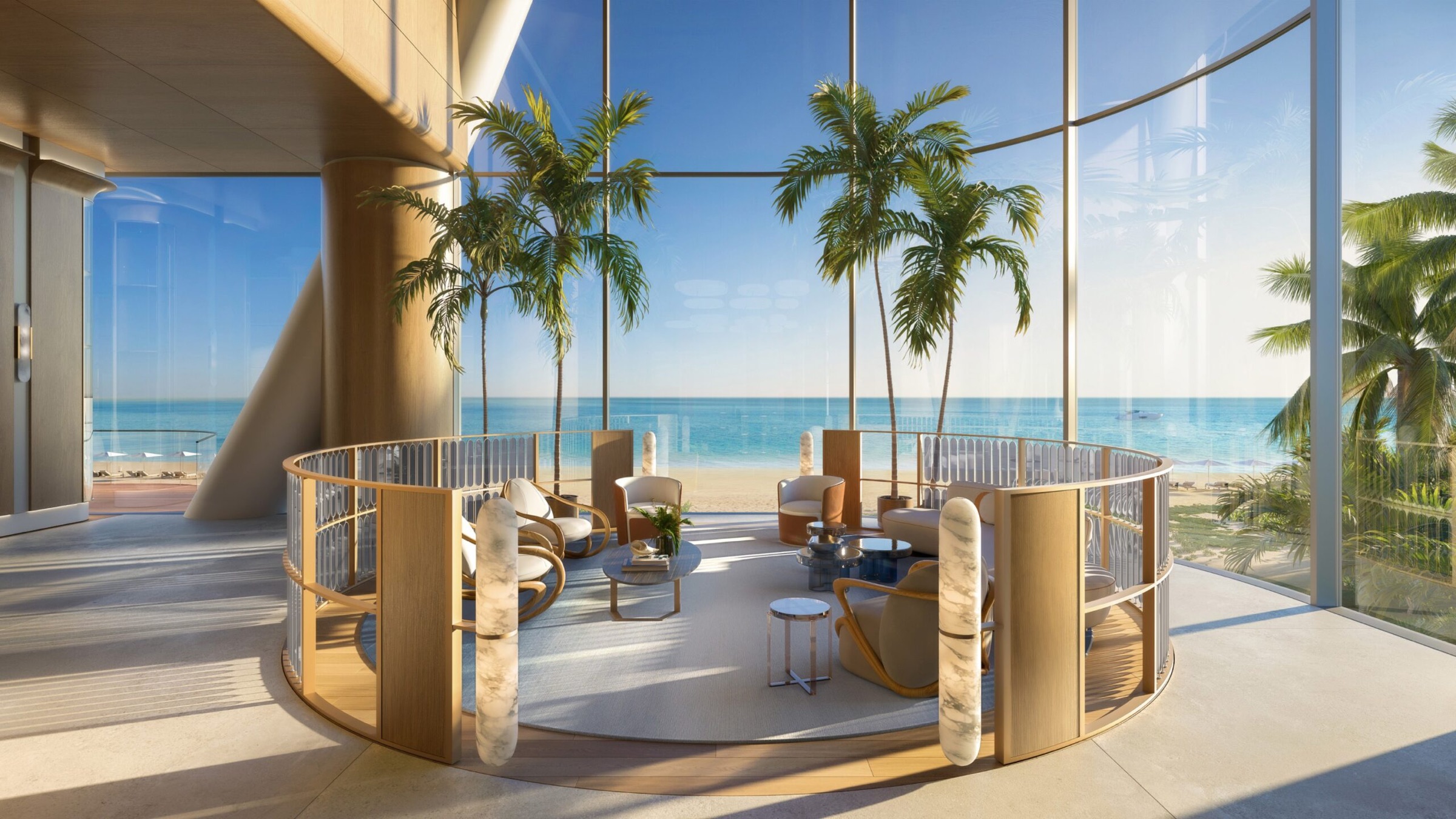 The lobby opening to the ocean