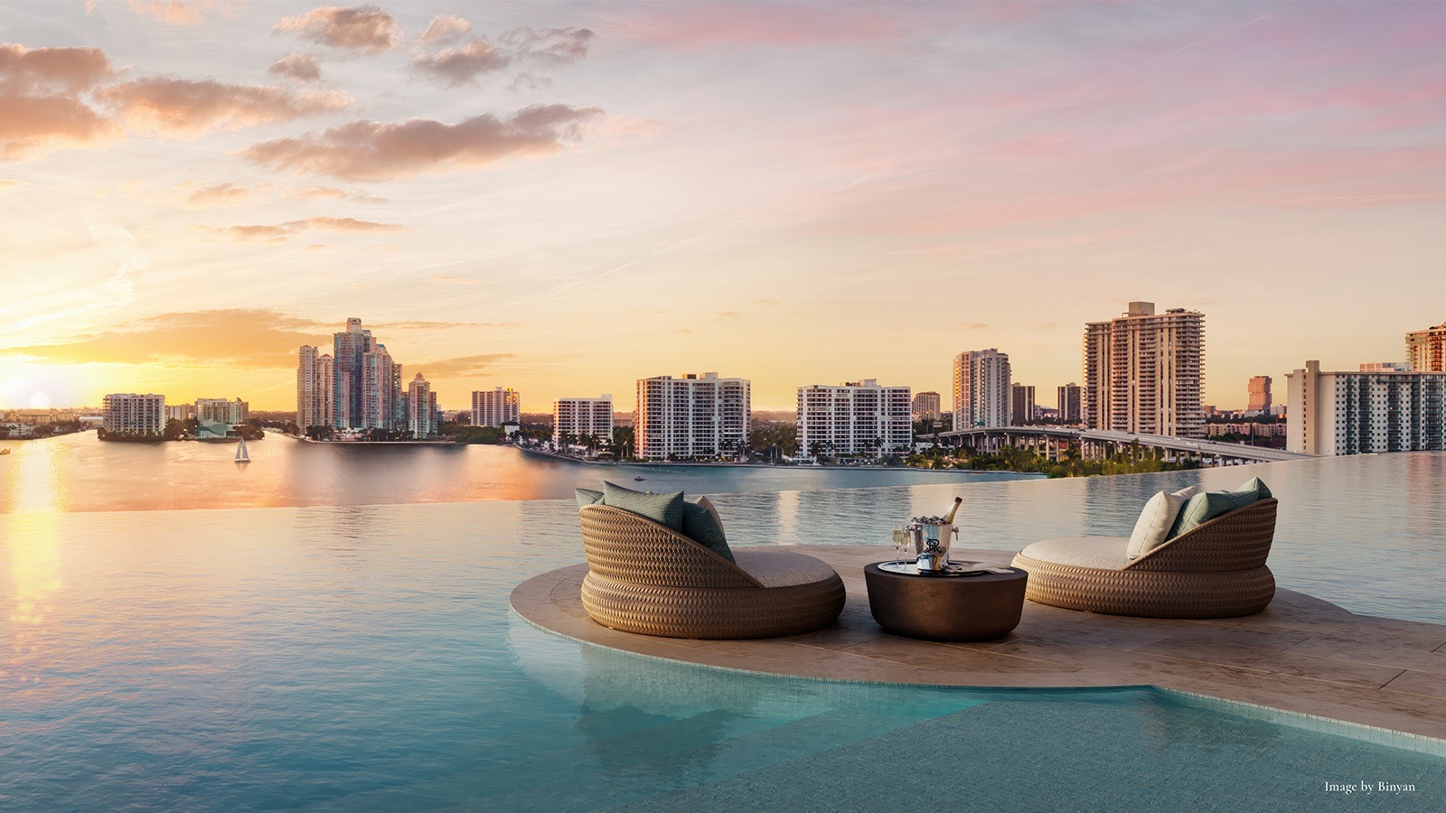 Infinity pool facing the city