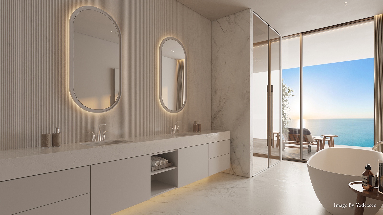 Primary bath with a freestanding tub