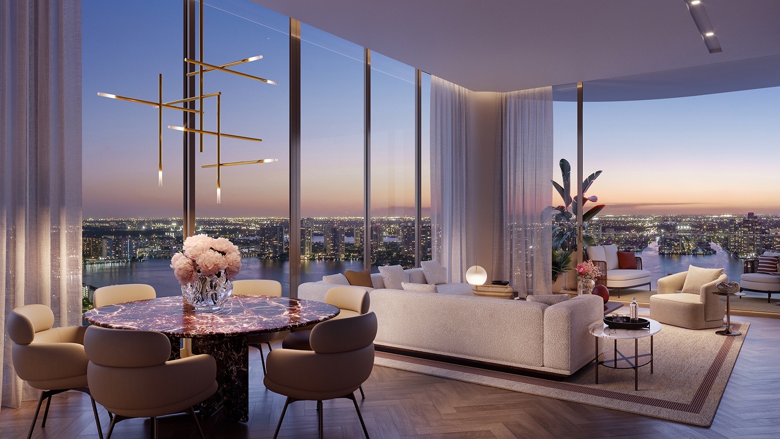 Dining room at dusk