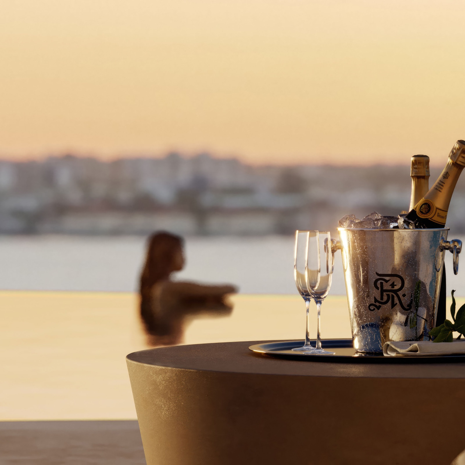 Champagne poolside